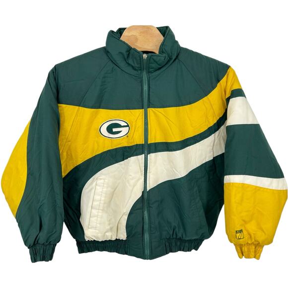 Vintage‎ 90s men's LOGO 7 NFL Green Bay Packers Football Full Zip Puffer Jacket